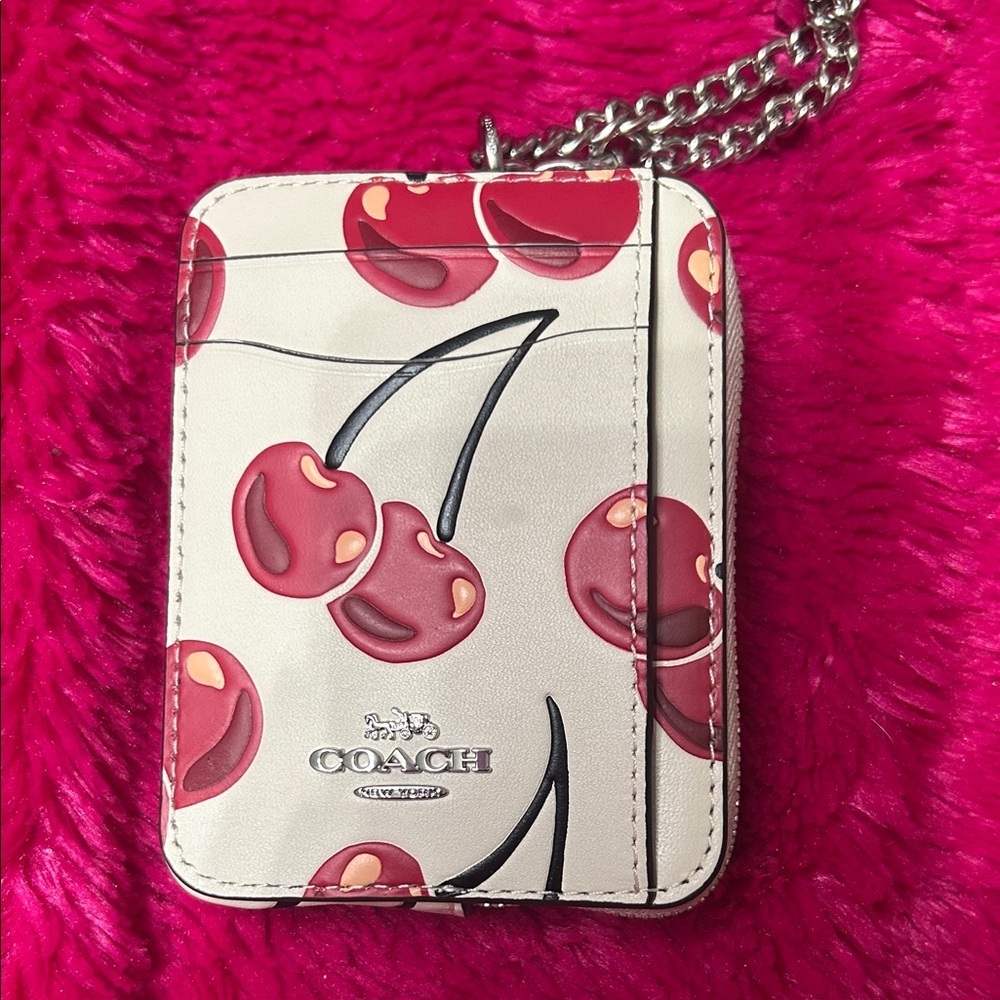 Coach Cherry Print Chalk Women's Wallet - Picture 2 of 7